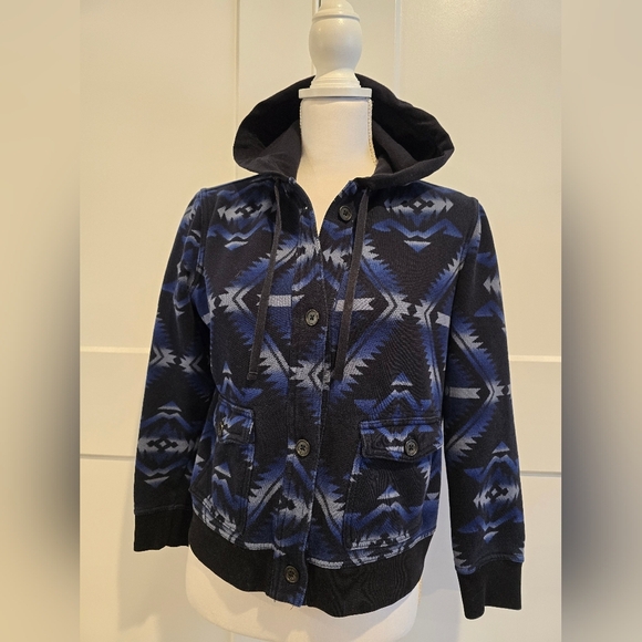 Ralph Lauren Aztec Blue and Black Hooded Cardigan - Picture 3 of 10